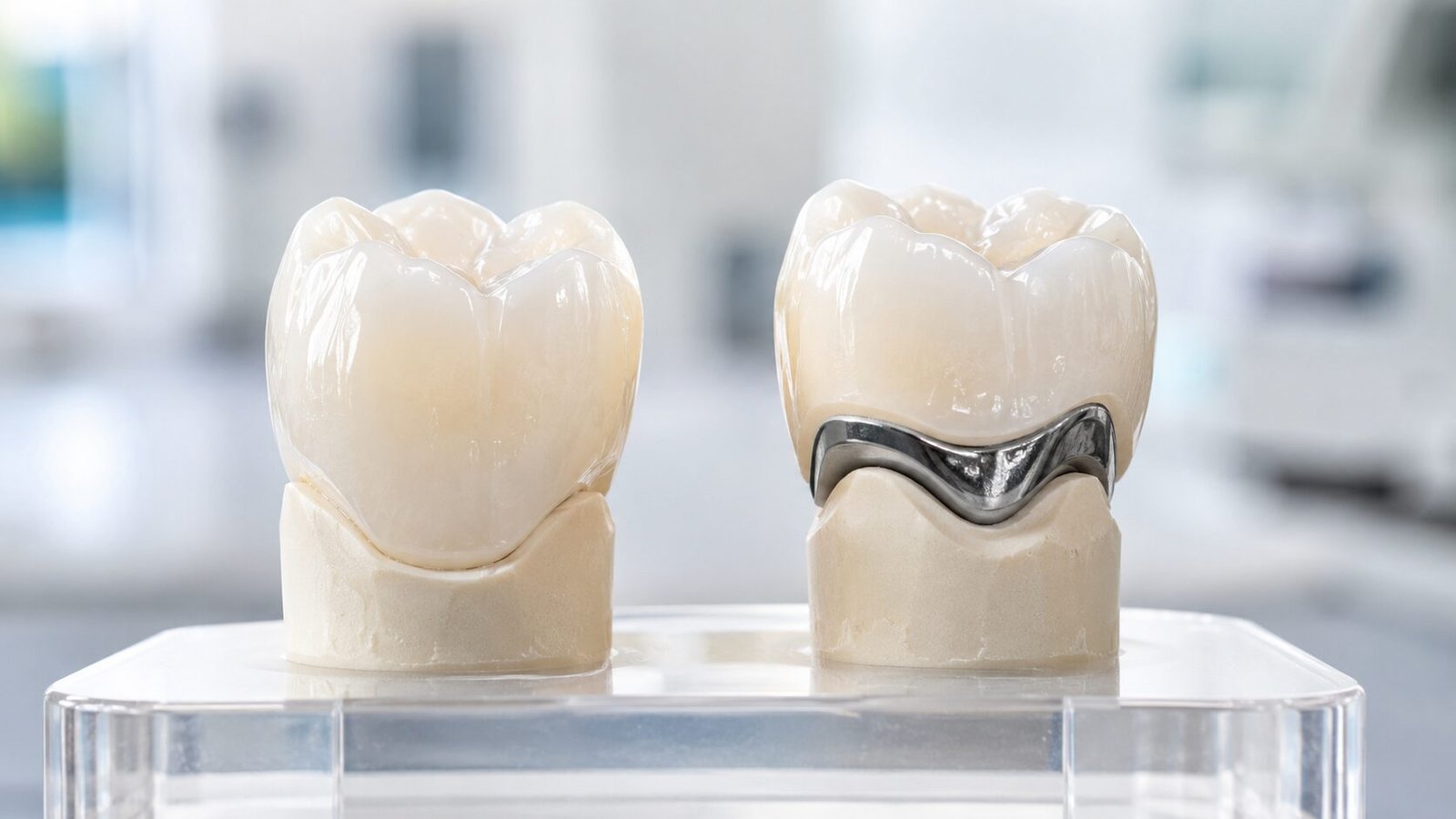 Confronto tra corona dentale in zirconia e corona in metallo-ceramica