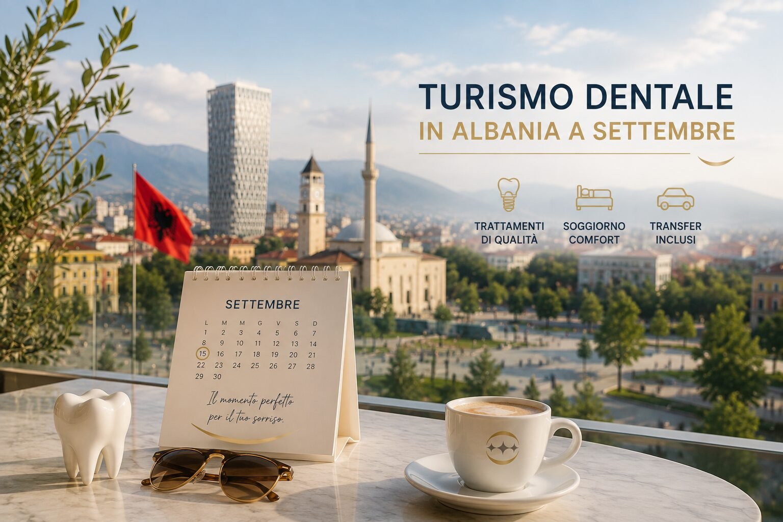 Turismo dentale in Albania a settembre con paziente italiano presso una moderna clinica dentale a Tirana